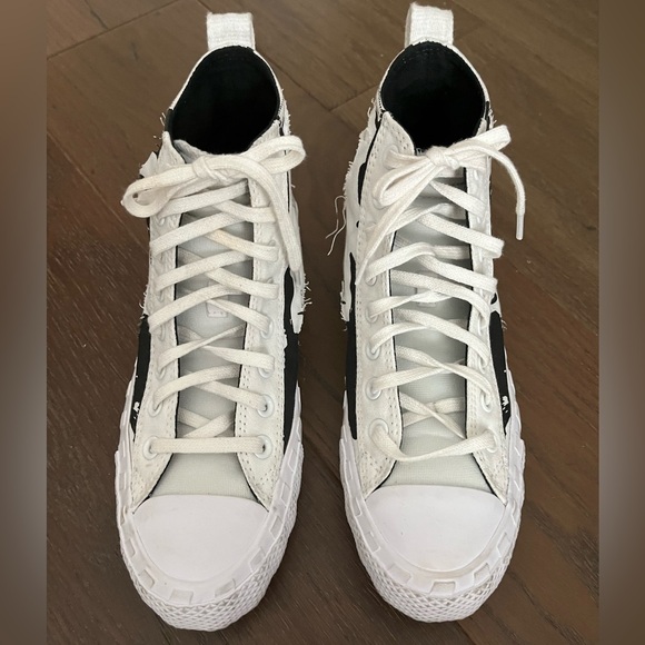 Converse Unisex UNT1TL3D Script Print White w/Blk Classic Hi-Tops sz M 7.5 W 9.5 - Picture 2 of 16